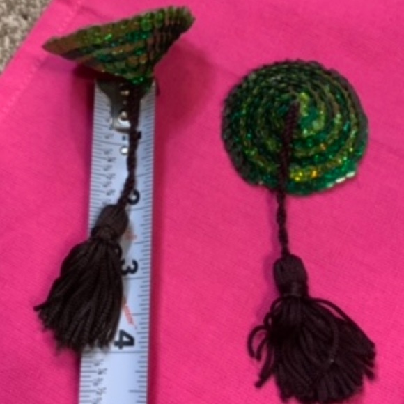 Lingerie- Costume-Green sequins pasties with tassels, nipple covers, burlesque - Picture 3 of 12